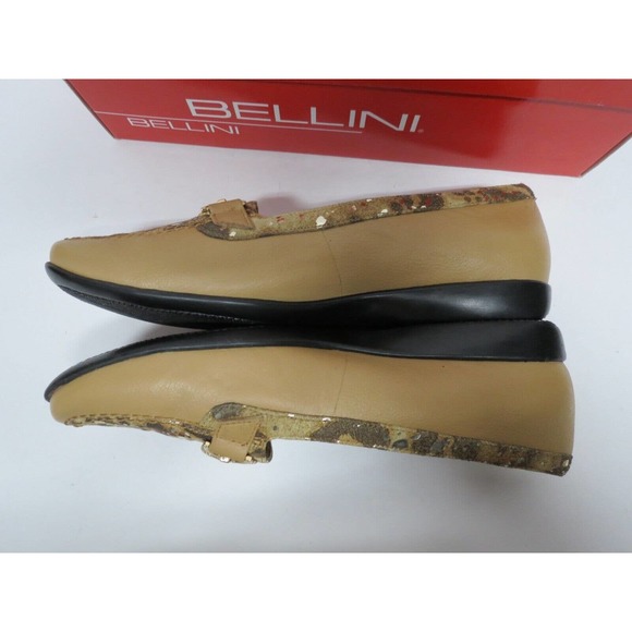 NIB Bellini "Bobcat" Tan Animal Print Slip On Shoes Loafer Size 8 Wide Leather - Picture 7 of 9